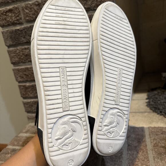 STRAUSS + RAMM Mens Leather Sneakers Black Size 12 - Picture 13 of 16